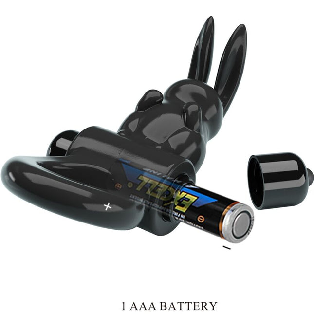 Schwarzer glatter rabbit vibrator von pretty love mit abnehmbarem batteriefach und ergonomischem design