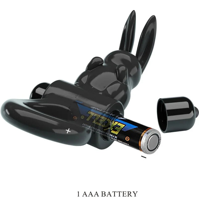Schwarzer glatter rabbit vibrator von pretty love mit abnehmbarem batteriefach und ergonomischem design