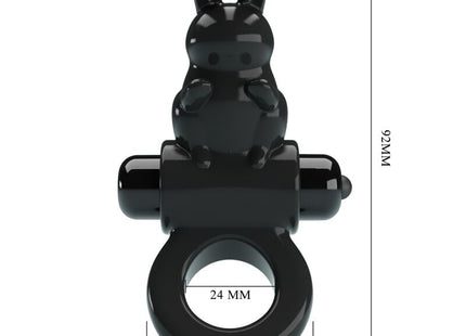 Schwarzer glänzender rabbit vibrator ring von Pretty Love mit 10 vibrationsmodi und ringbefestigung