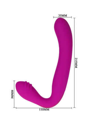 Vibranter magentafarbener silikon-doppelender von pretty love augus arnes flieder mit geschwungener form