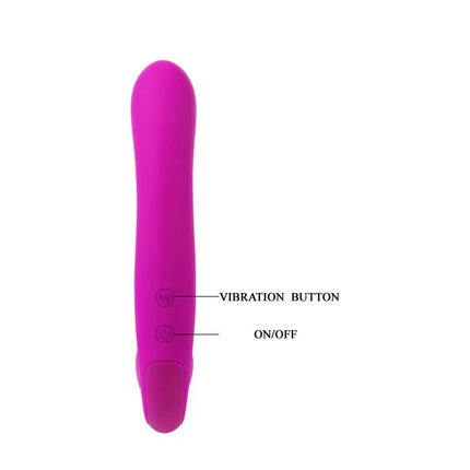 Ein elegantes pinkes silikon-vibrationsspielzeug mit zwei bedientasten von Pretty Love Augus Arnes Flieder