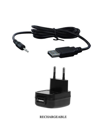 Black usb wiederaufladbares wandladegerät mit europäischem zweipolstecker und 3,5mm auf usb-a audiokabel von Pretty Love Augus Arnes Flieder