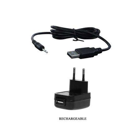 Black usb wiederaufladbares wandladegerät mit europäischem zweipolstecker und 3,5mm auf usb-a audiokabel von Pretty Love Augus Arnes Flieder