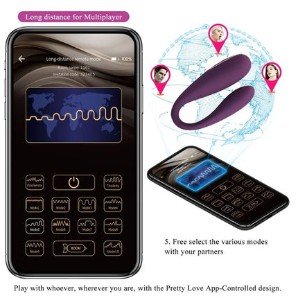 PRETTY LOVE - AUGUST REMOTE GLOBAL DOPPELT VERGNÜGEN VIBRATOR - Paar-Vibrator