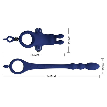 PRETTY LOVE - AYAD RABBIT VIBRATORRING MIT STECKER BLAU - Analplug