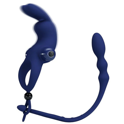 PRETTY LOVE - AYAD RABBIT VIBRATORRING MIT STECKER BLAU - Analplug