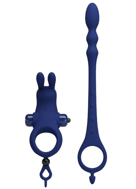 PRETTY LOVE - AYAD RABBIT VIBRATORRING MIT STECKER BLAU - Analplug