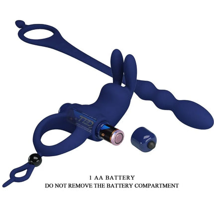 PRETTY LOVE - AYAD RABBIT VIBRATORRING MIT STECKER BLAU - Analplug