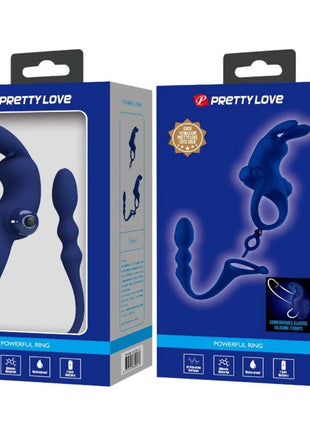 PRETTY LOVE - AYAD RABBIT VIBRATORRING MIT STECKER BLAU - Analplug