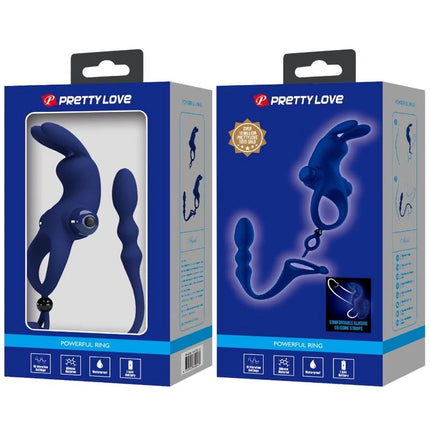 PRETTY LOVE - AYAD RABBIT VIBRATORRING MIT STECKER BLAU - Analplug