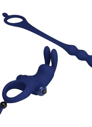PRETTY LOVE - AYAD RABBIT VIBRATORRING MIT STECKER BLAU - Analplug