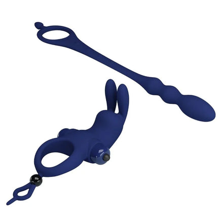 PRETTY LOVE - AYAD RABBIT VIBRATORRING MIT STECKER BLAU - Analplug