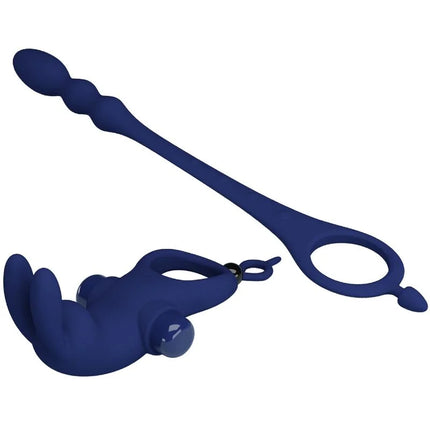 PRETTY LOVE - AYAD RABBIT VIBRATORRING MIT STECKER BLAU - Analplug