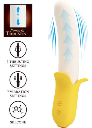 PRETTY LOVE - BANANA GEEK SUPER POWER 7 VIBRATIONEN UP&DOWN SILIKON SCHWARZ
