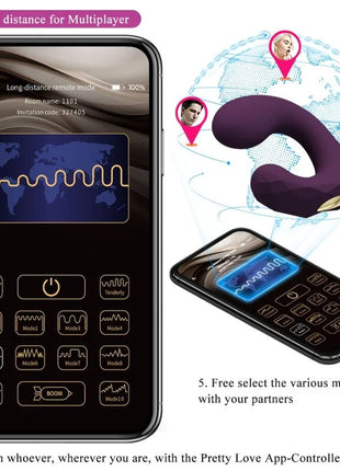 PRETTY LOVE - BILLY VIBRATIONSFERNBEDIENUNG LILA KOSTENLOSE APP - G-Punkt-Vibrator