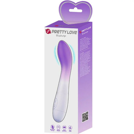 Pretty love bishop g-punkt vibrator in lila weißem silikon mit 30 vibrationsstufen in ansprechender verpackung