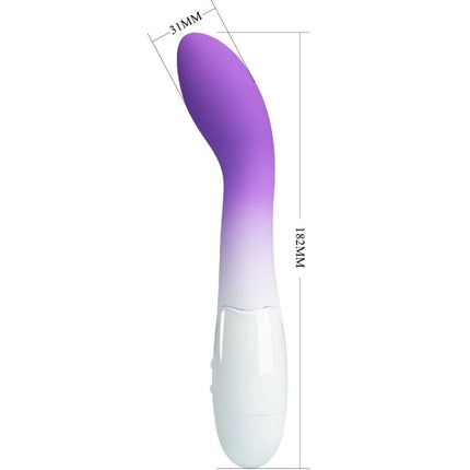 Pretty Love bishop g-spot vibrator mit 30 vibrationen, lila weißem silikon und gebogenem kopf