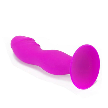 Vibrant pink silikon saugfuß toy mit glatter konturierter form von pretty love booty passion realistischer stecker