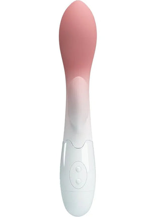 Pink und weißer silikon vibrato wand mit glattem, konischem kopf und ergonomischem griff für g-punkt und klitoris stimulation