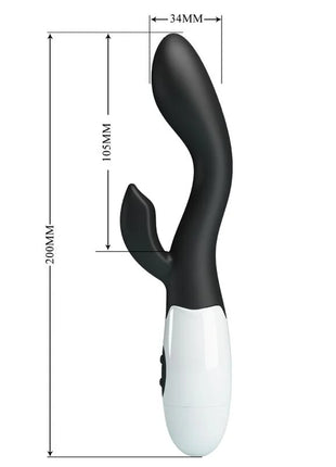 Black and white silikon rabbit vibrator mit ergonomischem design für g-punkt stimulierung von Pretty Love