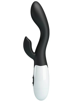 Schwarzer und weißer silikon vibrator in hasenform mit elegantem ergonomischem design von Pretty Love Brighty G-Spot