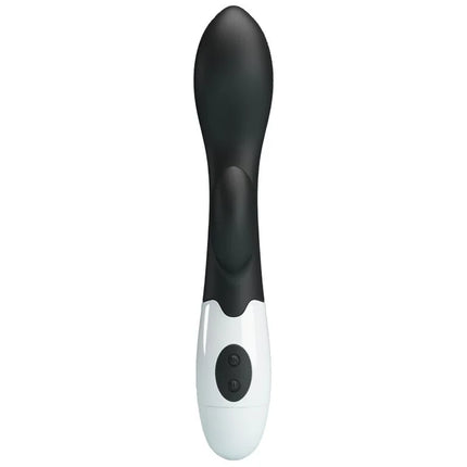 Schwarzer und weißer silikongriff vibrator brighty g-spot von pretty love mit zwei bedientasten am griffende