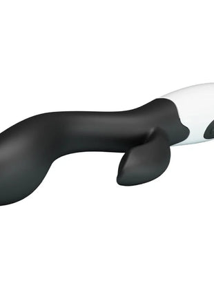 Schwarzer und weißer silikon g-punkt vibrator brighty von pretty love in orca-design mit elegant geschwungener form