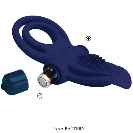 PRETTY LOVE - BRONSON DOPPELRING MIT VIBRATION BLAU - Penisring mit Vibration