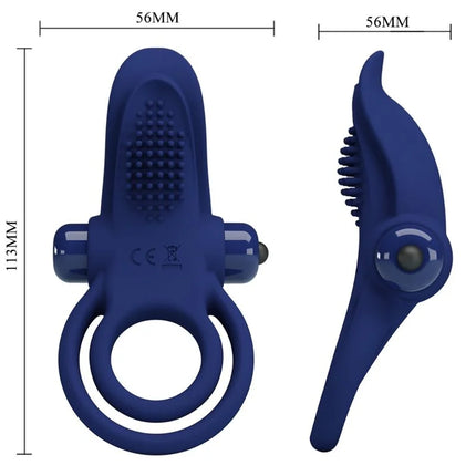 PRETTY LOVE - BRONSON DOPPELRING MIT VIBRATION BLAU - Penisring mit Vibration