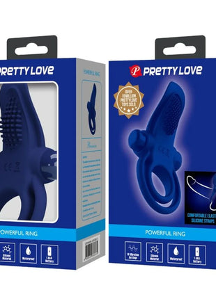 PRETTY LOVE - BRONSON DOPPELRING MIT VIBRATION BLAU - Penisring mit Vibration