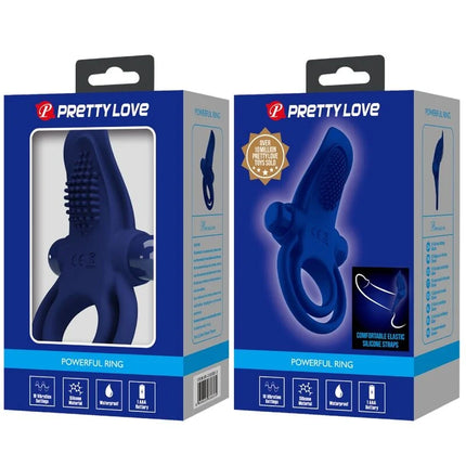PRETTY LOVE - BRONSON DOPPELRING MIT VIBRATION BLAU - Penisring mit Vibration