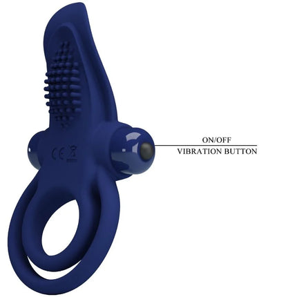 PRETTY LOVE - BRONSON DOPPELRING MIT VIBRATION BLAU - Penisring mit Vibration