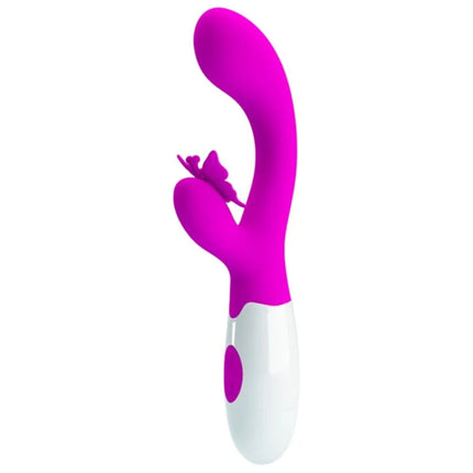 Vibranter pink weißer silikonhasenvibrator pretty love butterfly kiss mit schmetterlingsdesign und 30 funktionen lila
