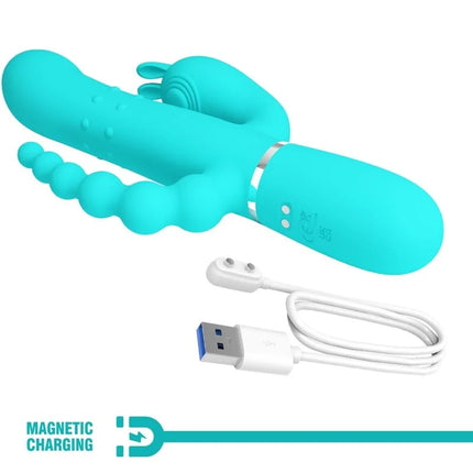 PRETTY LOVE - CAMMY 4 IN 1 MULTIFUNKTIONS-DREIFACHER RABBIT-VIBRATOR - BLAU - Rabbit-Vibrator