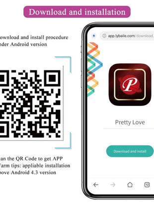 Rotes und goldenes app-symbol für pretty love auf smartphone bildschirm im produkt pretty love casper lila wiederaufladbares vibrierendes ei