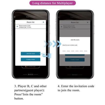 Schwarzes smartphone mit multiplayer-game interface und einladungs-code neben dem pretty love casper lila vibrierendes ei