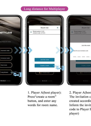 Schwarzes smartphone zeigt die prettylove app für das casper lila wiederaufladbare vibrierende ei mit multiplayer funktion