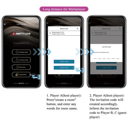 Schwarzes smartphone zeigt die prettylove app für das casper lila wiederaufladbare vibrierende ei mit multiplayer funktion
