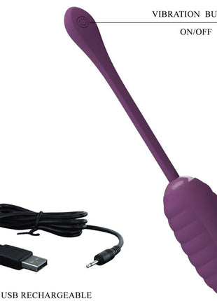 Pretty Love Casper Lila wiederaufladbares vibrierendes ei aus lila silikon mit usb-ladekabel und vibrationsknopf