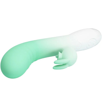 Pretty love cerberus rabbit vibrator in mintgrün und weiß aus silikon mit ergonomischem, gebogenem design und 30 vibrationen