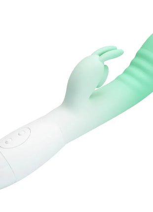 Pretty love cerberus rabbit vibrator mintgrün aus silikon mit glattem, gebogenem design und 30 vibrationseinstellungen