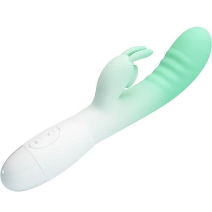 Pretty love cerberus rabbit vibrator mintgrün aus silikon mit glattem, gebogenem design und 30 vibrationseinstellungen
