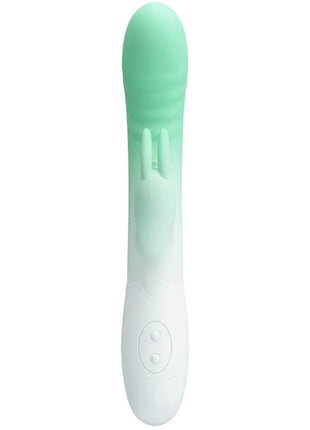 Pretty love cerberus rabbit vibrator grün aus silikon mit sanftem verlauf und zwei kleinen hervorhebungen am kopf