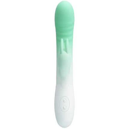 Pretty love cerberus rabbit vibrator grün aus silikon mit sanftem verlauf und zwei kleinen hervorhebungen am kopf