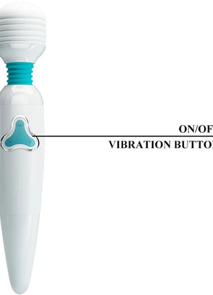 Pretty love cloud wand vibrator weiß mit silikonummantelung in weiß und türkis und dreieckigem steuerknopf