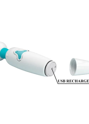 Pretty love cloud wand vibrator in weiß und türkis mit texturiertem griff und ergonomischem design