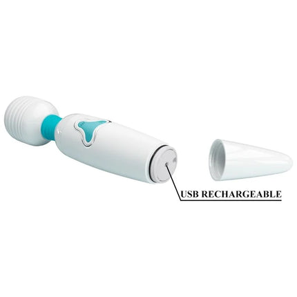 Pretty love cloud wand vibrator in weiß und türkis mit texturiertem griff und ergonomischem design