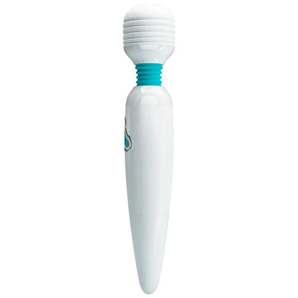 Pretty Love Cloud Wand Vibrator in weiß und türkis mit silikonummanteltem stab und geripptem kopf