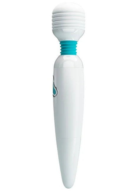 Pretty Love Cloud Wand Vibrator in weiß und türkis mit silikonummanteltem stab und geripptem kopf
