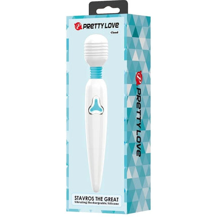 Weißes und hellblaues silikon vibrierender wand mit strukturierter kopfe oberfläche von pretty love cloud